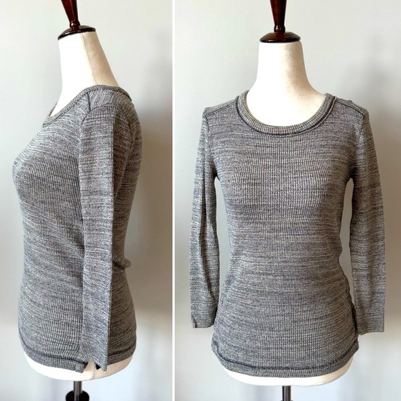 Madewell Tops - Madewell Waffle Marble 3/4 Sleeve Stretchy Top - Hidden Side Buttons